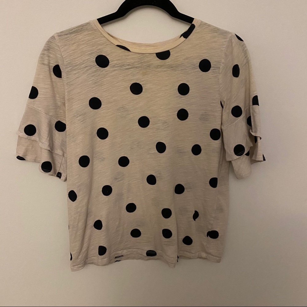 LOFT polka dot ruffle sleeve top